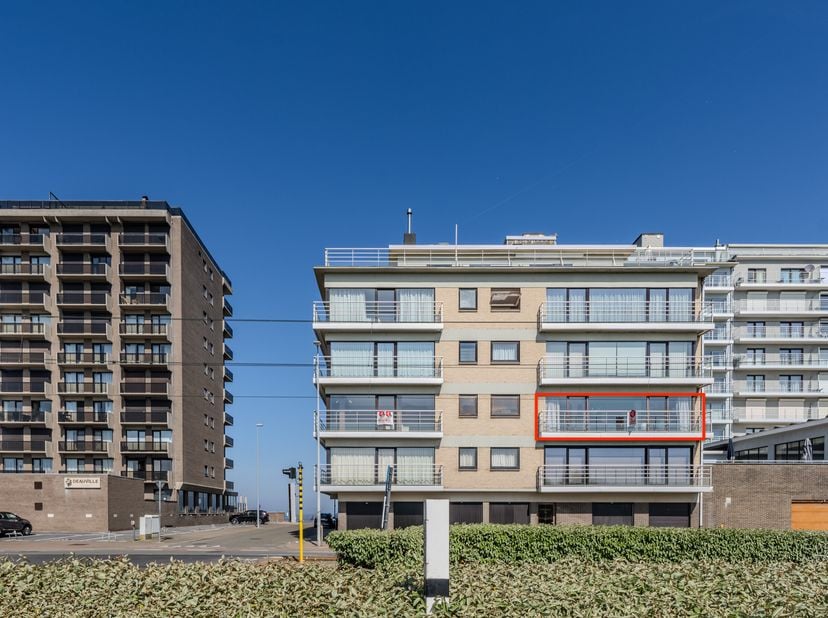 Ruim en lichtrijk appartement met 1 slaapkamer an Zuidgericht terras gelegen langs de Leopoldlaan 316, op de tweede verdieping van de residentie Perme