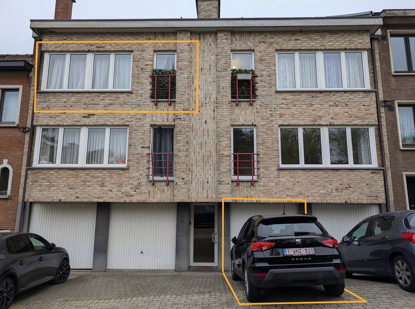 Dilbeek centre - rue calme avec beaucoup de verdure - 1er étage - 2 chambres - belle salle de bain - toilette séparée - débarras - terrasse - chauffag