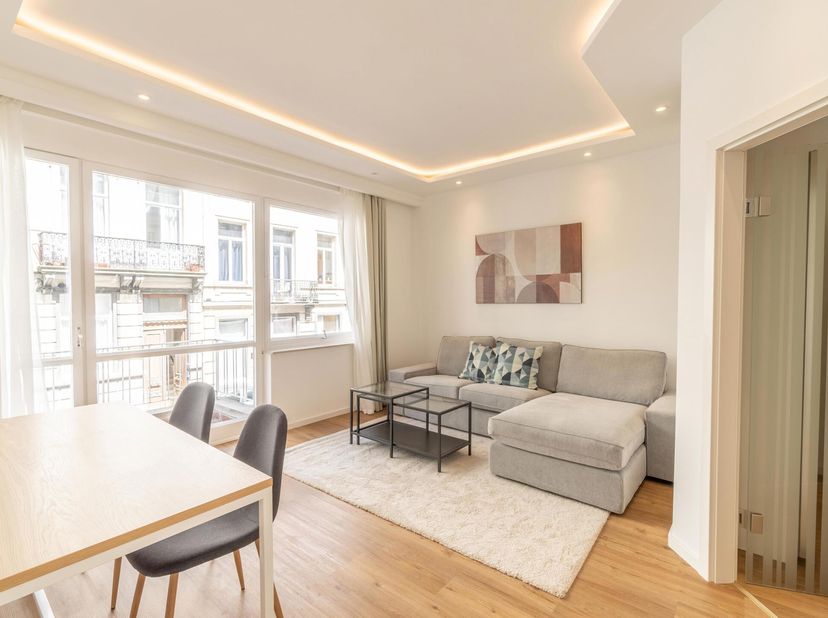 Idéalement situé à deux pas de l&#039;avenue Louise, nous vous proposons ce superbe appartement MEUBLE de 45m², rénové en 2022. Situé au 1er étage/5 d&#039;un i