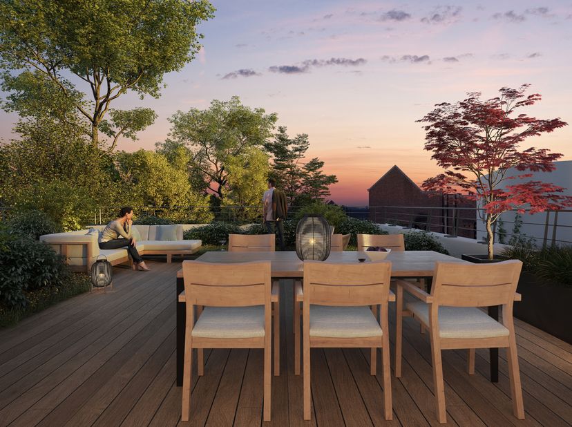 UCCLE - gelegen tussen Square Coghen en rue du Doyenné, op een steenworp afstand van het Parvis Saint-Pierre, prachtig NIEUW PENTHOUSE van 140 m² (2sl