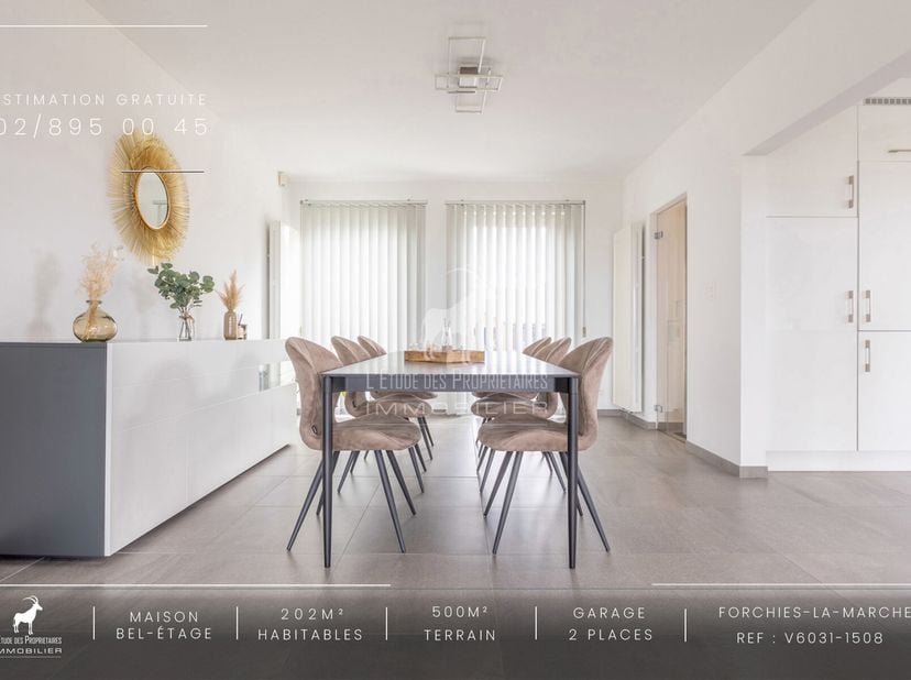 Groot uitzonderlijk huis te koop met garages, terrassen en tuin in Forchies-la-Marche&lt;br /&gt;
Referentie van het bureau: V6031-1508&lt;br /&gt;
Virtuele rondl