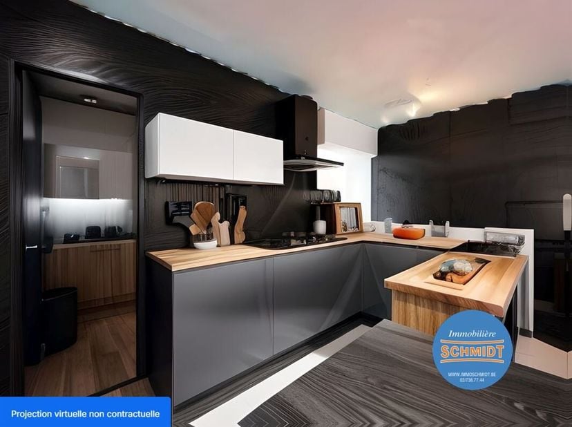 IMMOSCHMIDT  -  ANDERLECHT (quartier Veeweyde) : BEAU STUDIO MEUBLE de 35 m2 vendu meublé. Il se compose d&#039;une pièce principale avec une cuisine ouver