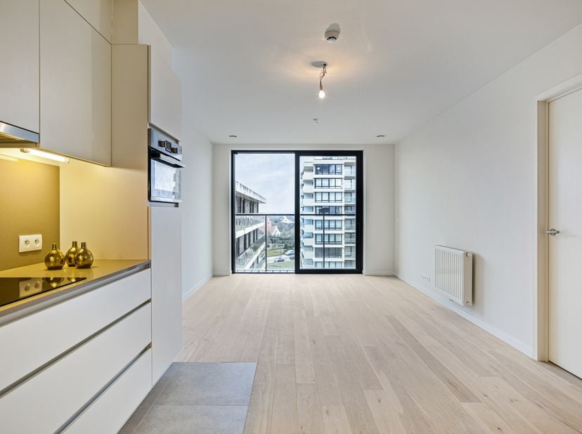 In de residentie Duinenzee te De Panne vinden we deze nieuwbouw assistentieflat te koop. Het appartement bestaat uit 1 slaapkamer en heeft een terras