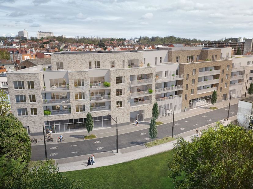 Appartement 2 ch. au 2ème étage de 94 m²  - situé dans la dernière partie du projet. Hall dentrée  arrivée dans lespace de vie comprenant le séjour, l