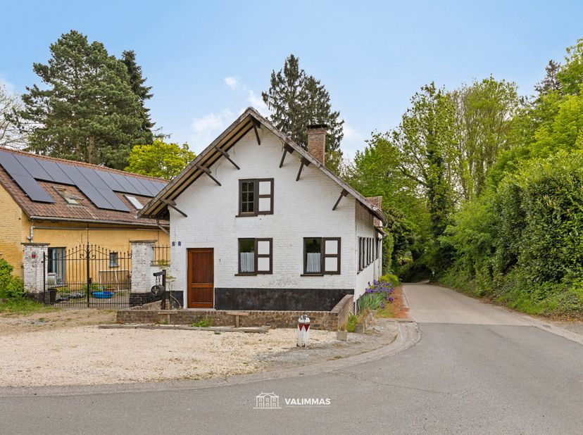 VALIMMAS verkoopt deze uniek gelegen landelijke woning met garage/atelier...Het gelijkvloers bestaat uit een hal met vestiaire, een toilet, een living