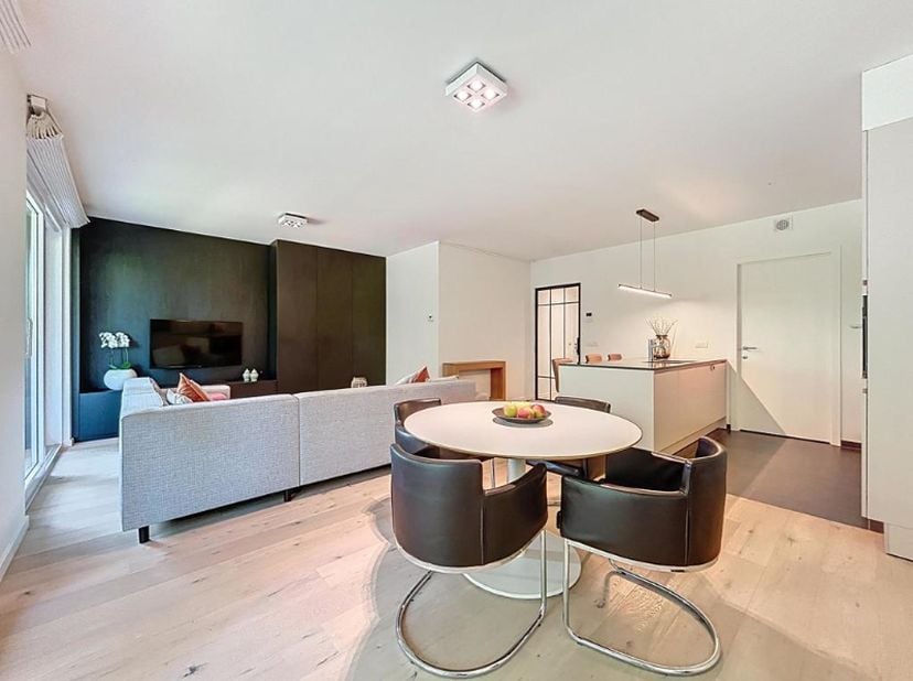 Mooi gelegen appartement in het “hart” van de stad, met zicht op het groen. Het bestaat uit een inkomhal met afzonderlijk toilet en ingemaakte kasten,