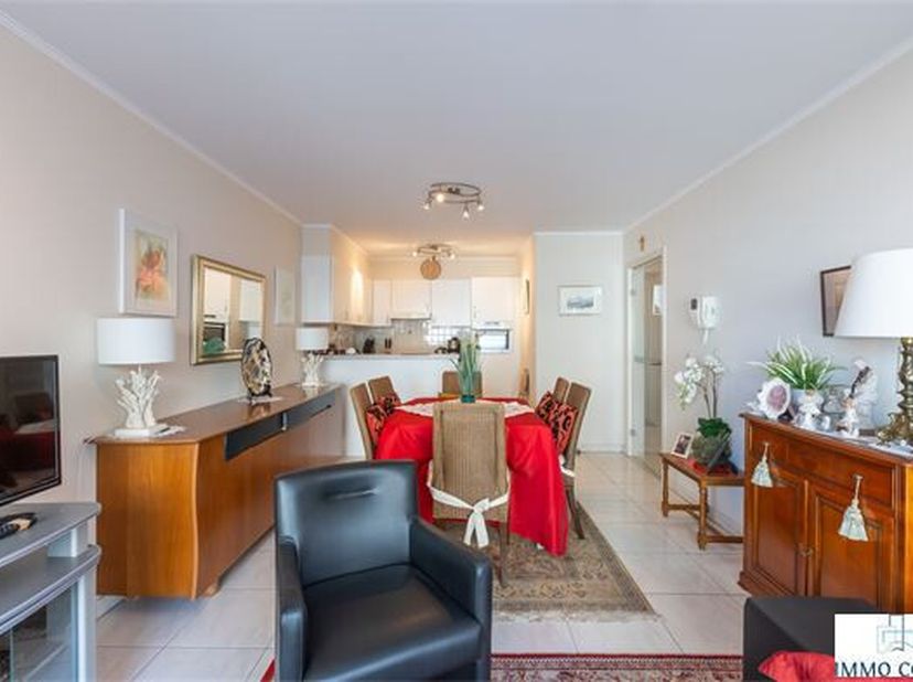 Centraal gelegen appartement met zijdelings zeezicht.   Indeling : inkomhal, woonkamer met open keuken, badkamer met douche en lavabomeubel, apart toi