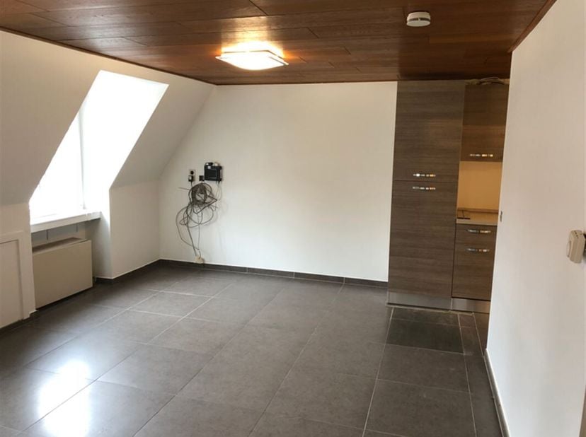 Moderne studio op boogscheut van Grote Markt.   Living met open ingerichte keuken, badkamer met bad/douche.   Vrij vanaf heden.  Alg. onkosten 35 euro