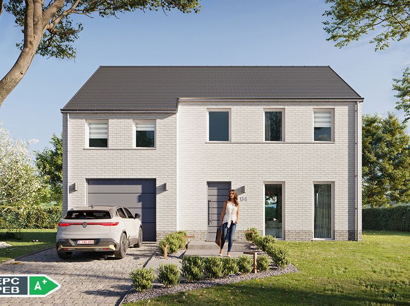 Deze nieuwbouwwoning kan voor u gebouwd worden aan de meest energiezuinige norm dankzij : Warmtepomp met Vloerverwarming, Ventilatie D, driedubbele be