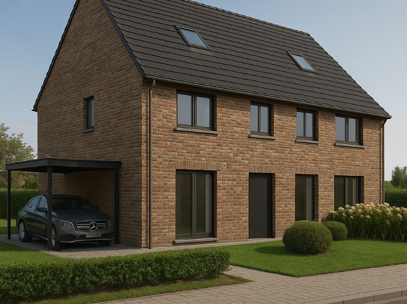 Halfopen woning op een nieuwe kindvriendelijke verkaveling. Ideale ligging in de volledige rust.  De woning bestaat uit ruime living, keuken met AEG-t