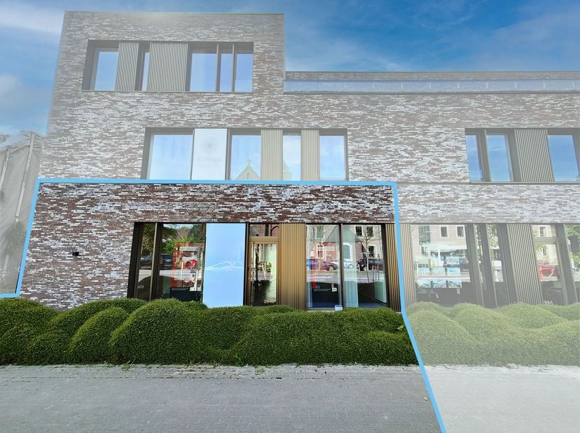 Instapklare handel- of kantoorruimte van +/- 223 m² in het moderne kantorencomplex &quot;Steenbrugse Promenade&quot; te huur. Commerciële ruimte in een recent e