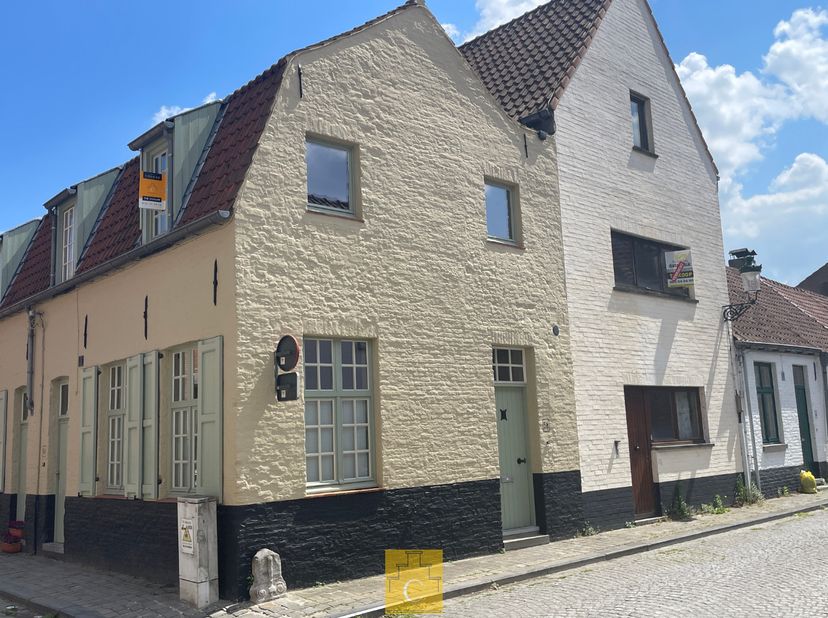 Droomhuisje, knus, cosy, warme materialen, een klein terrasje. Gelijkvloers : inkom, toilet, living in terracotta tegels, balkenplafond, ingerichte ke