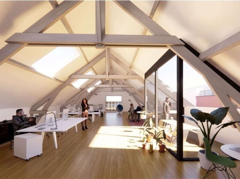 205 m² PMR-werkruimte op de 2e verdieping met terras, binnen de MEYMO-gemeenschap. Ideaal voor de productie van intellectueel eigendom. Verwarming/koe
