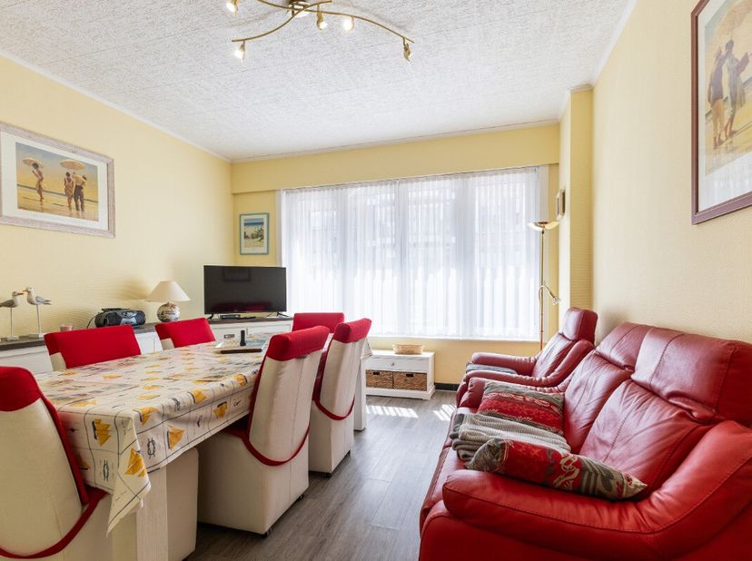 Koksijde : Op een steenworp van de zeedijk bevindt zich dit instapklare 2-slaapkamerappartement aan de rustige achterkant van de dijk. Geniet van het
