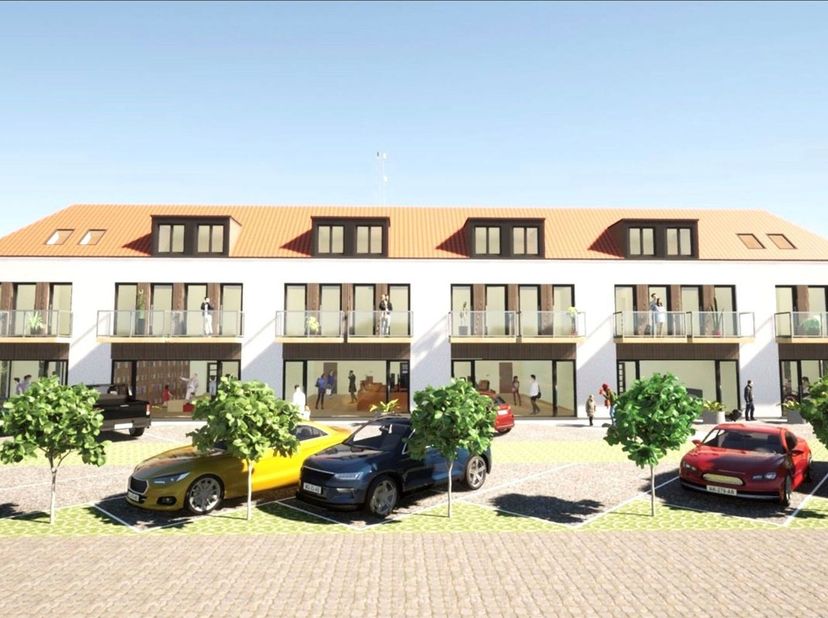 BEAU PROJET avec PERMIS pour 6 COMMERCES, 6 APPARTEMENTS, 34 PARKINGS et stationnement pour vélos. Situation commerciale, bel investissement!
