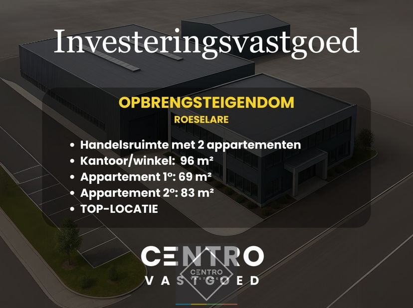 Benaderende OPPERVLAKTEN:&lt;br /&gt;
Constructie - bewoonbare oppervlakten&lt;br /&gt;
Kantoor/winkel:  96 m²&lt;br /&gt;
Appartement 1°: 69 m²&lt;br /&gt;
Appartement 2°: 8