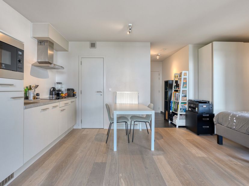 Tiptop onderhouden studio van ca. 40 m² te koop in een recent gebouw, gelegen in een rustige en groene omgeving.&lt;br /&gt;
Deze lichtrijke studio beschikt