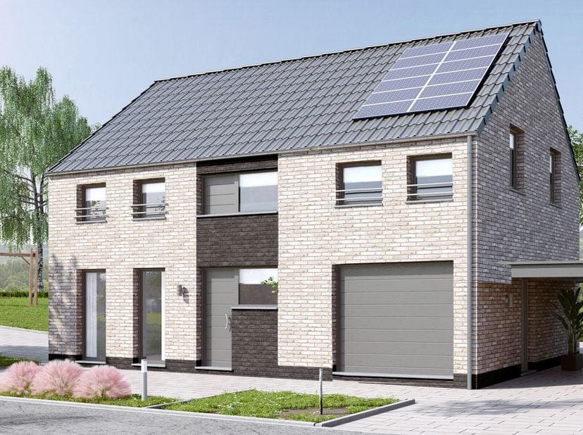 Projet de villa 4 FACADES PEB A+ (triple vitrage, panneaux solaires photovoltaïques, pompe à chaleur, chauffage sol, ventilation double flux avec récu