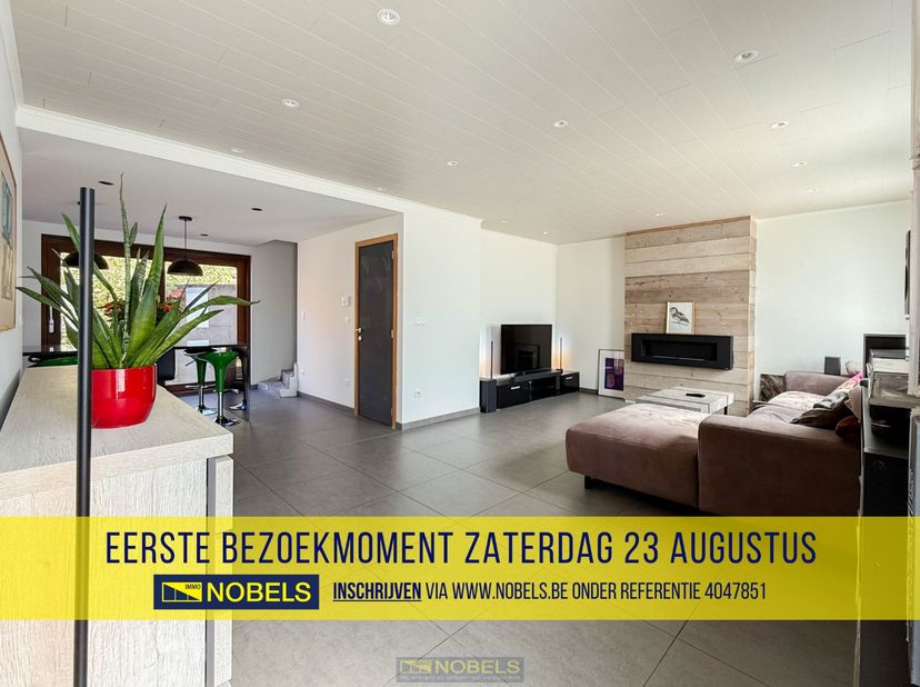 1ste bezoekdag zaterdag 23 augustus! Inschrijven kan via www.nobels.be onder referentienummer 4047851.&lt;br /&gt;
&lt;br /&gt;
GERENOVEERDE HALFOPEN WONING met P