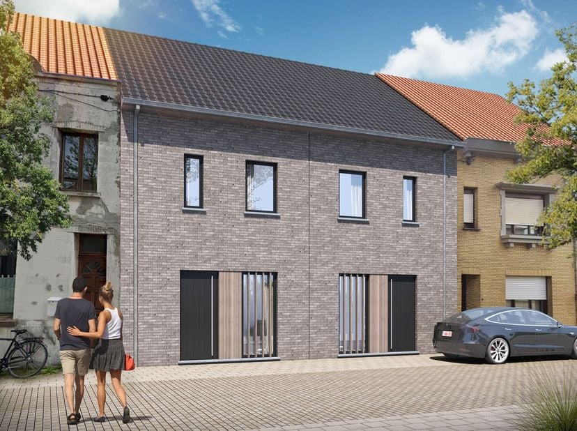 In de wijk Konterdam bevindt zich deze nieuwbouwwoning te Oostende. De indeling is als volgt: BENEDENVERDIEPING: Inkomhal, toilet, bureauruimte, open