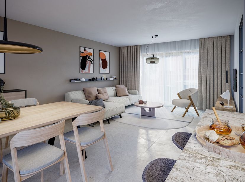 Cette agréable maison neuve BEN luxueusement finie est située dans le calme et rural d&#039;Aaigem, au centre de la vue protégée du village, à distance de