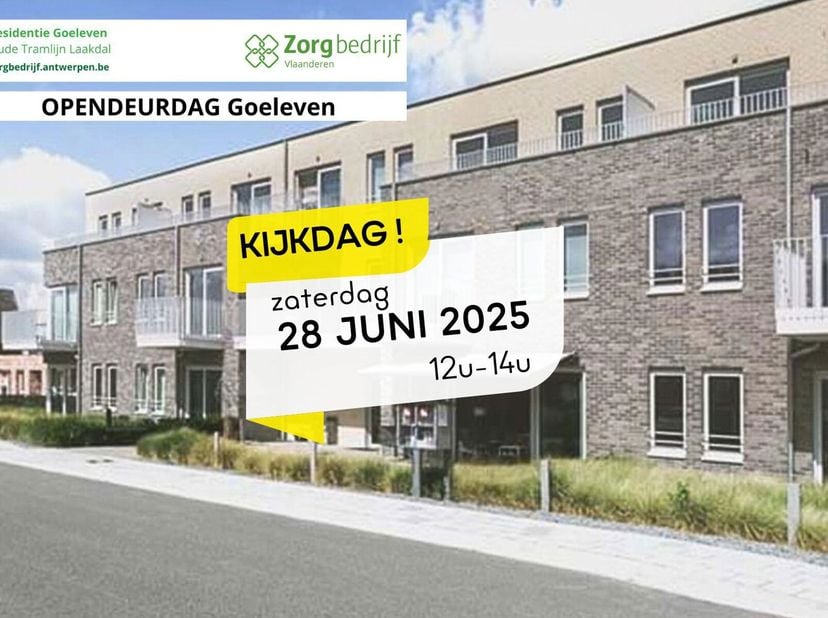 Tijdens de opendeurdag van zorgresidentie Goeleven kan je tussen 12u en 14u deze serviceflat vrijblijvend komen ontdekken.&lt;br /&gt;
Een afspraak is niet