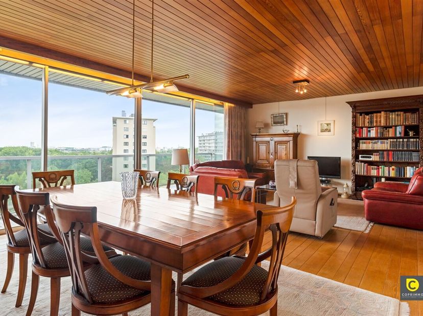 Ce grand appartement climatisé est situé au 8ème étage d&#039;un immeuble bien entretenu. La vue sur la ligne d&#039;horizon d&#039;Anvers est à couper le souffle. V