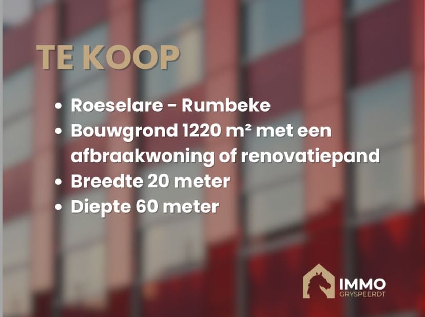 Terrain à vendre
                    à 8800 Rumbeke