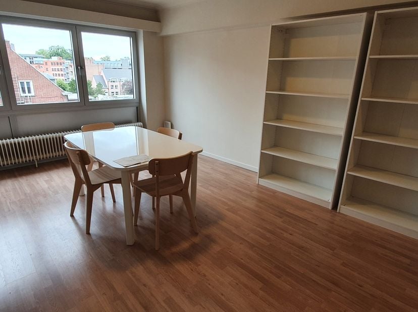 Ruim en rustig appartement met veel lichtinval gelegen in het centrum. Omschrijving: inkomhal met vestiairekast, toilet, badkamer (bad en lavabo), liv