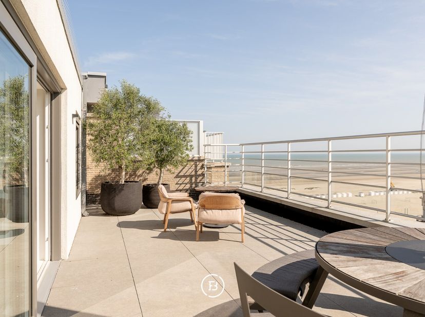 Op de 8e verdieping van de Golfslag-residentie vinden we deze schitterende penthouse. De ligging combineert zowel zeezicht, hinterlandzicht en een erg