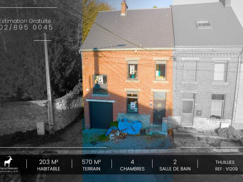*** SOUS OPTION ***  Nous vous proposons cette belle maison 3 façades située à THUILLIES dans un quartier calme.&lt;br /&gt;
Cette grande maison avec beauco